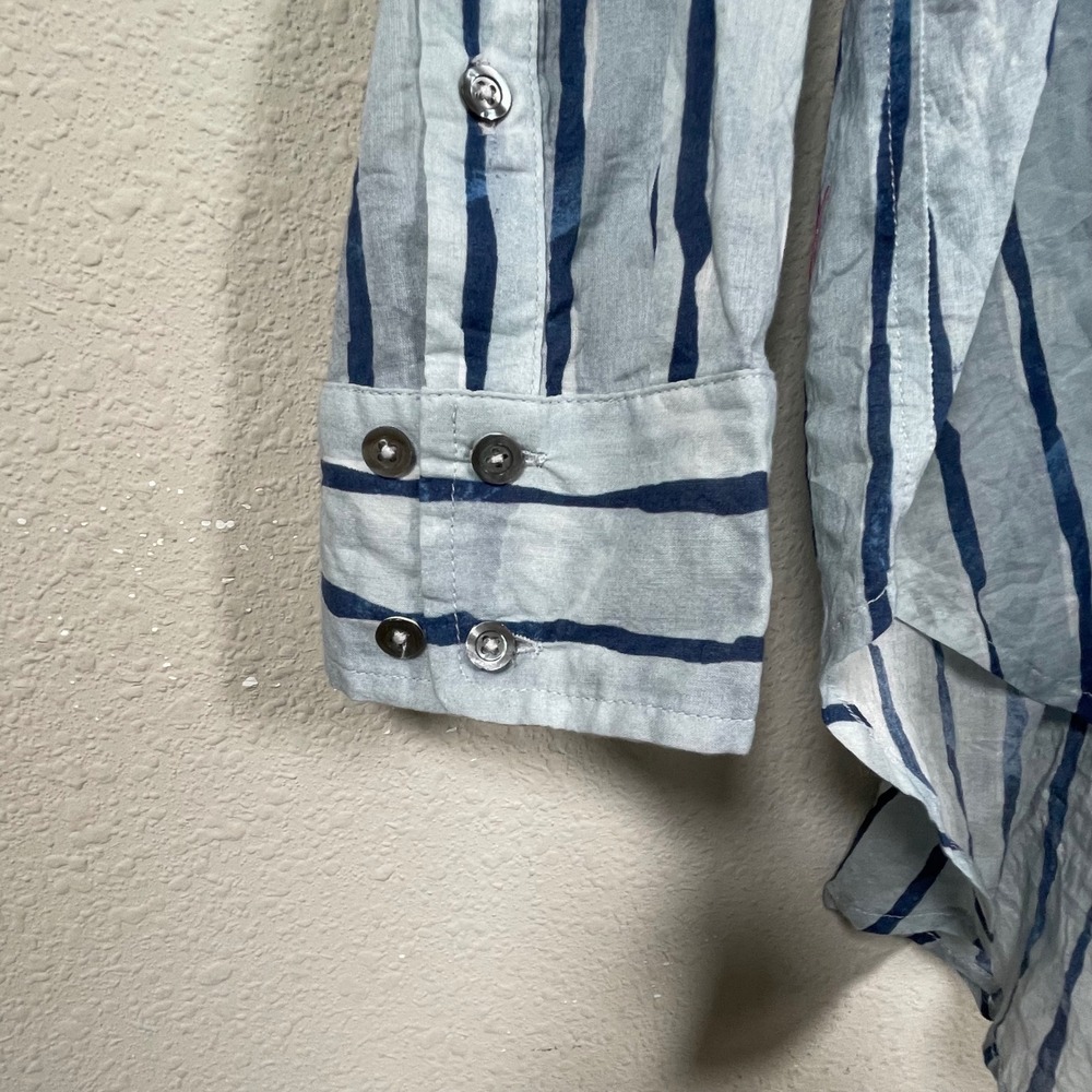NIC+ZOE Blue Multi Striped Cotton Button Down Shirt Womens XL Coastal NWT - Picture 2 of 9